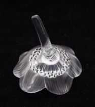 Lalique - A modern 'Anemone' shaped paperweight, having long stem and with 'Lalique' sticker to