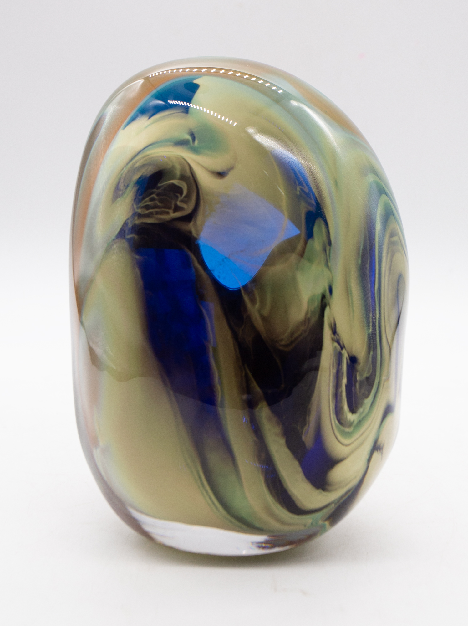 Peter Layton Studio glass vase decorated with coloured trails encased in clear glass. Signed to - Image 2 of 4