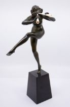 Pierre Le Faguays (1892-1962) Dancer with Pipes, circa 1925  bronze and ivory, raised on a black