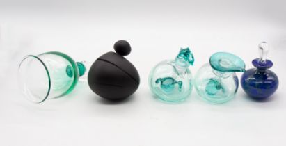 Studio glass. A collection of perfume bottles to include examples by Marie Worre Hastrup, Patrick