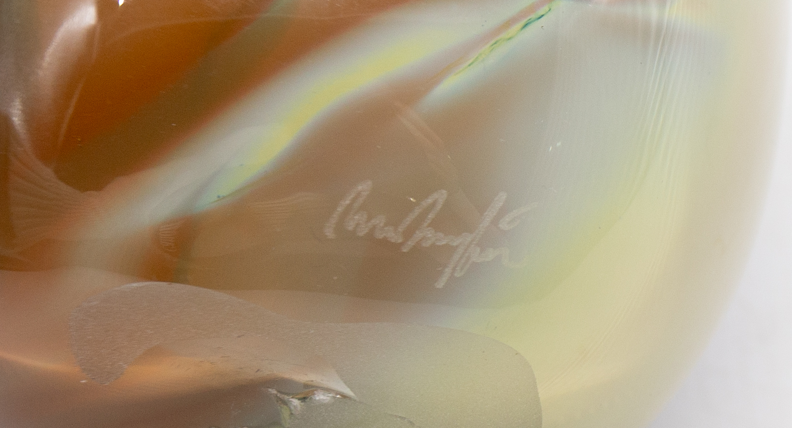 Peter Layton Studio glass vase decorated with coloured trails encased in clear glass. Signed to - Image 4 of 4