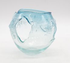 Carin Von Drehle Studio glass vase blue glass with molten style decoration. Signed to the base.