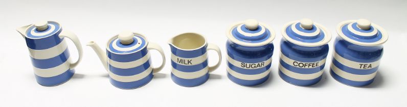 T G Green Cornish Ware. A collection of items comprising tea, coffee, sugar jars, milk jug, tea pot,