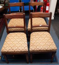 Four matching 19th century George III mahogany Gillows of Lancaster dining chairs, having