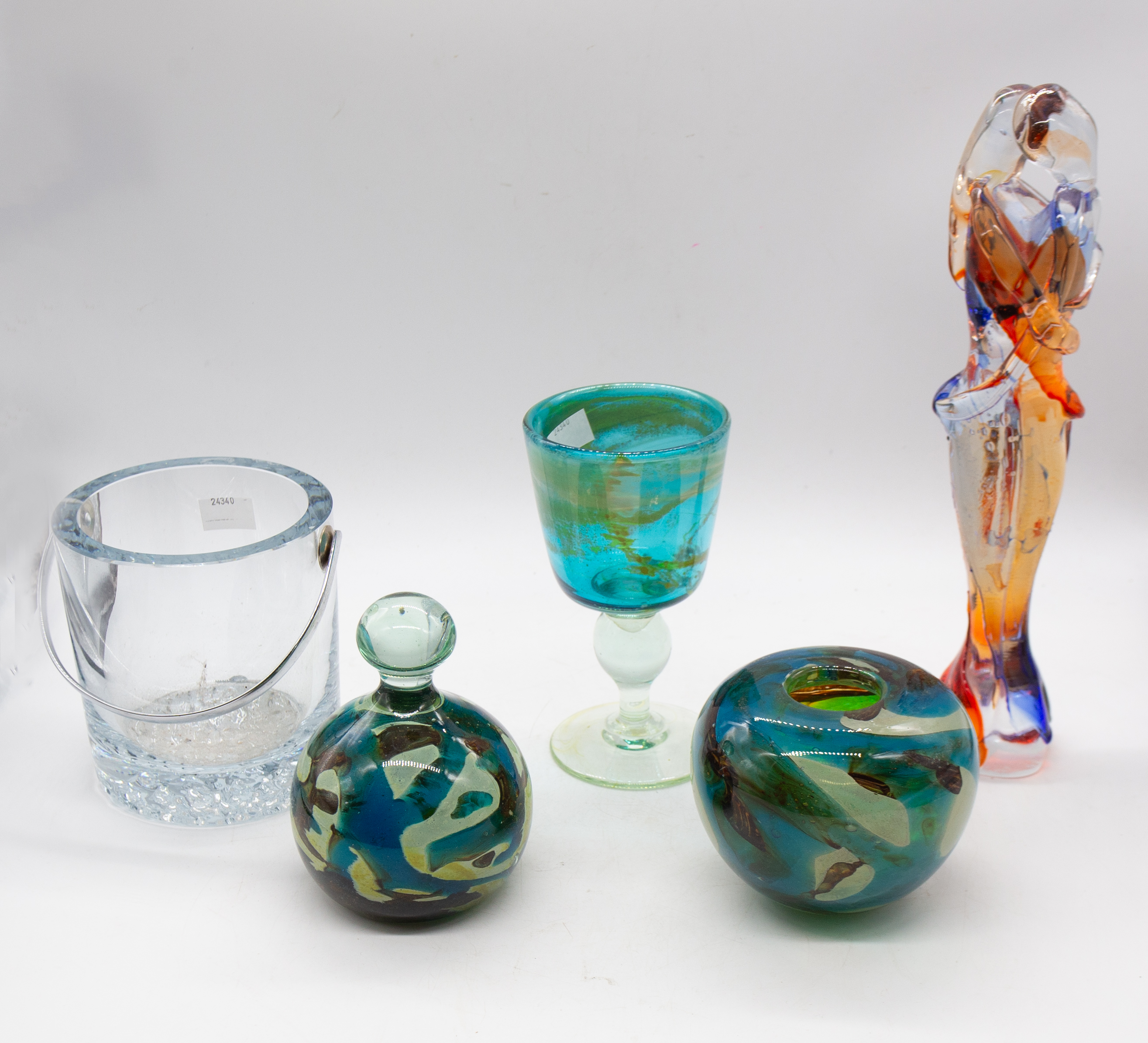 Studio glass comprising Mdina goblet, vase and paperweight, Strombergshyttan ice bucket, Murano - Image 2 of 4