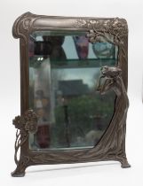 WMF - An early 20th century Art Nouveau "First Cuckoo" silver plated easel back mirror, having