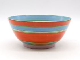 Clarice Cliff - A 'Liberty Stripe' bowl with Newport Pottery backstamp, approx. 20.5cm. Condition: