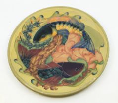 Moorcroft Pottery - A 1990s Koi carp designed circular charger, second quality (with silver line),