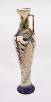 Moorcroft Pottery: a design trial handled vase in 'Wisteria Sinensis' pattern. Des. Trial, 27/4/05
