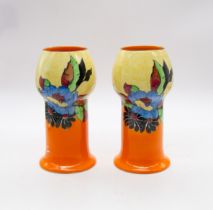 A pair of Wilkinson Ltd pottery "Indian Summer" patterned vases, shape no. 268, having bulbous necks