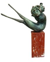 Carlo Zoli - A patinated bronze sculpture titled 'Ginevra', dated 1994, on rectangular marble