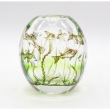 Orrefors - A signed art glass vase of ovoid form, with a cased fish and seaweed design, etched marks