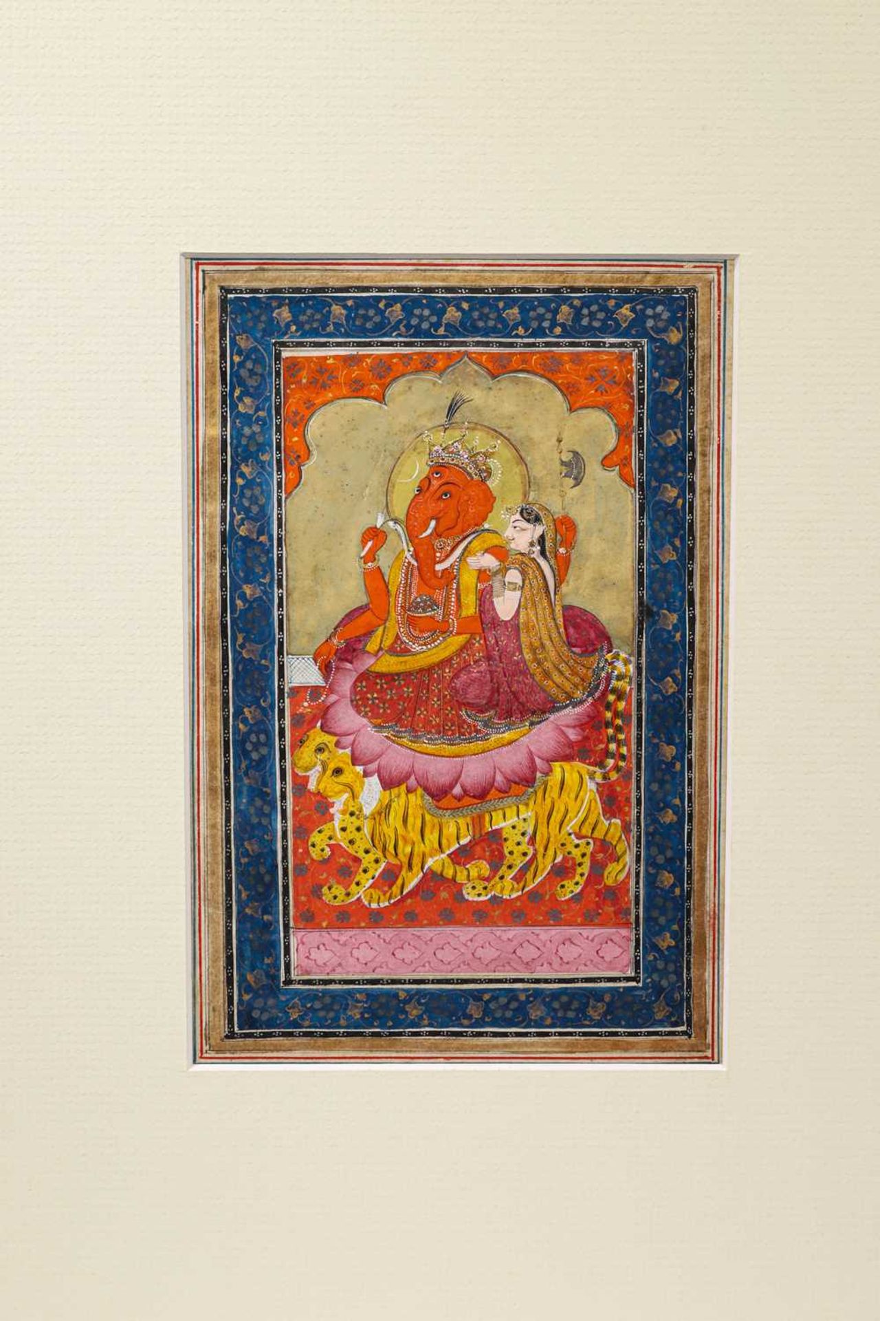 INDIAN MINIATURE PAINTING DEPICTING GANESHA