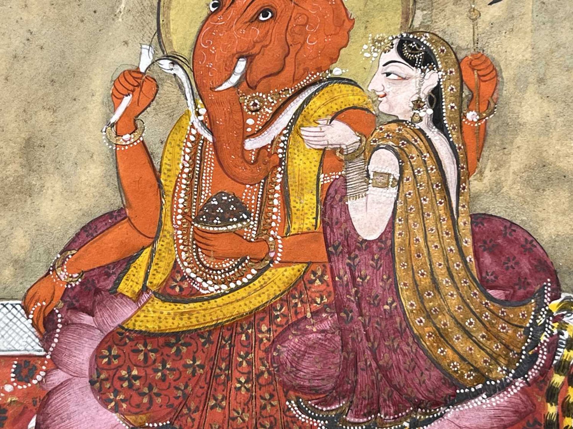 INDIAN MINIATURE PAINTING DEPICTING GANESHA - Bild 9 aus 17