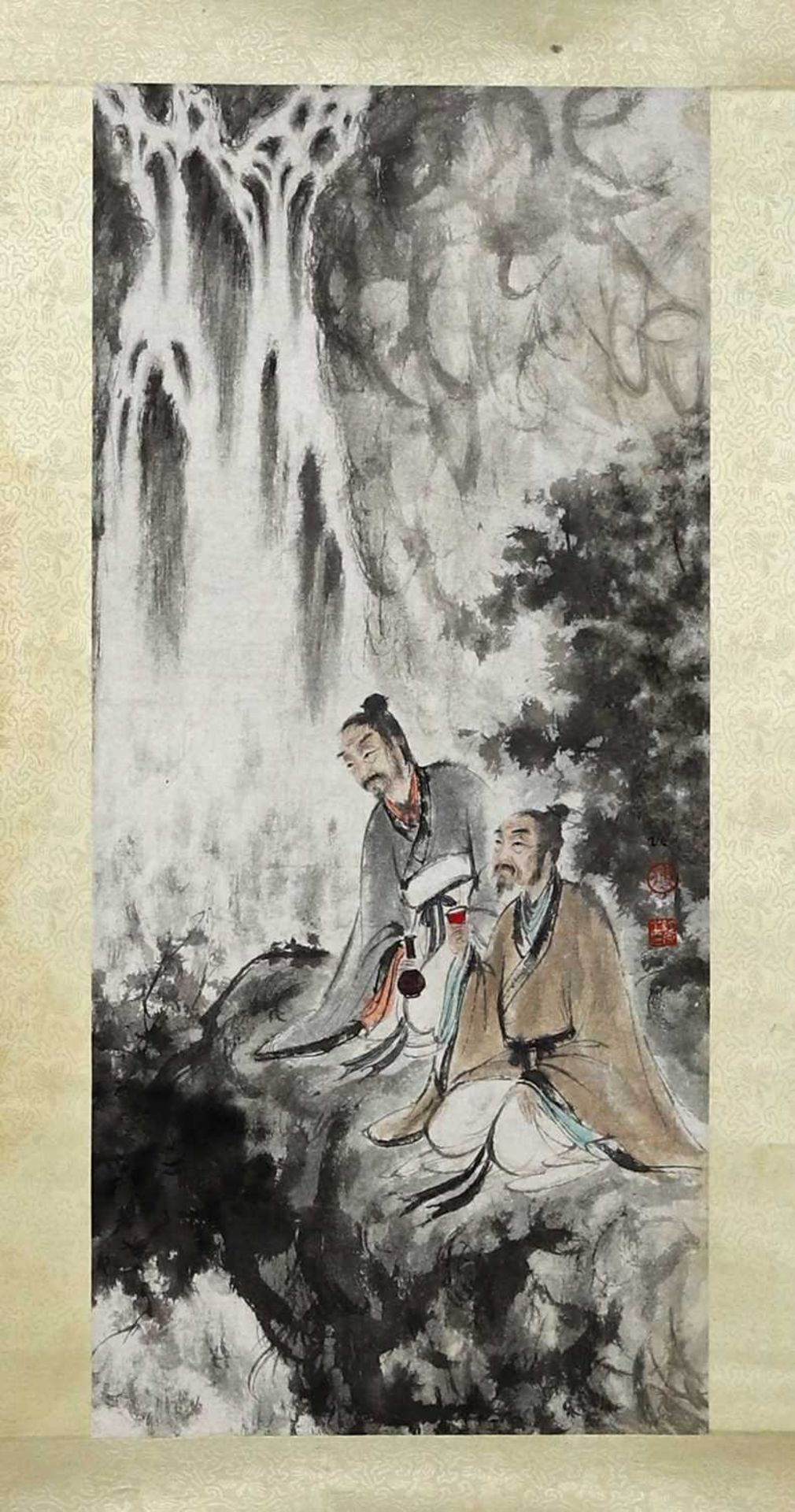 FU BAO SHI (1904-1965) 高士观瀑 "WATCHING THE WATERFALL" - Image 10 of 17