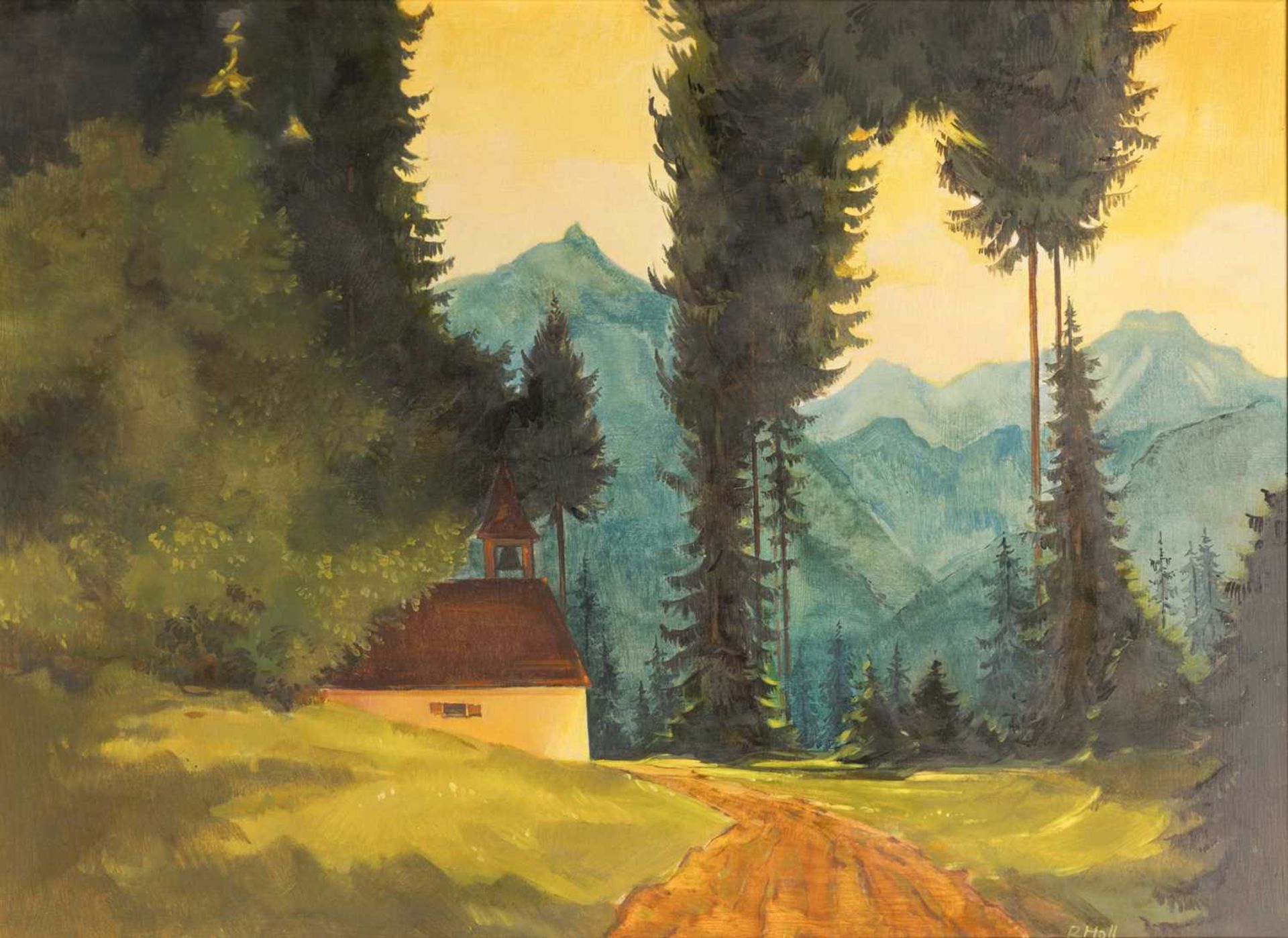 ROBERT HOLL ( 1913 ) Kirche im Wald