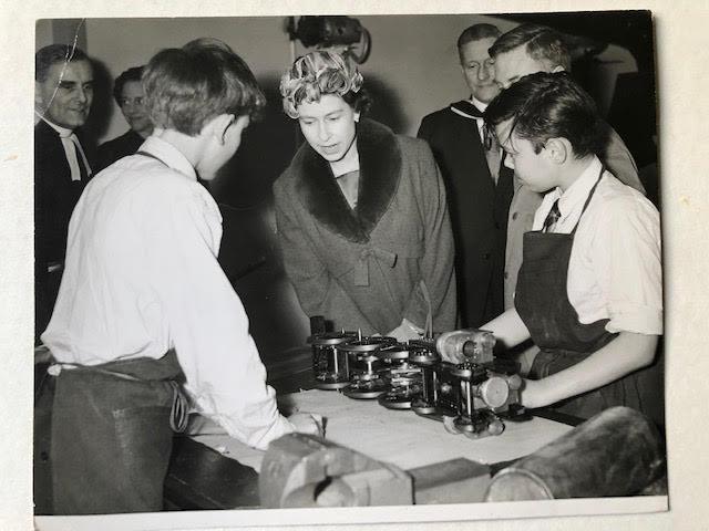 Queen Elizabeth vintage press photograph in a stylish hat, visiting a school, around the late 1960s. - Image 3 of 5