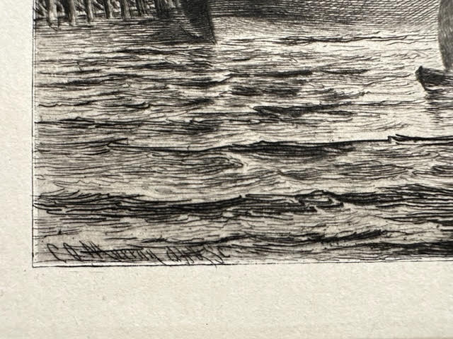 Engravings, pair of 19thC. Ships and landscape. - Image 4 of 5