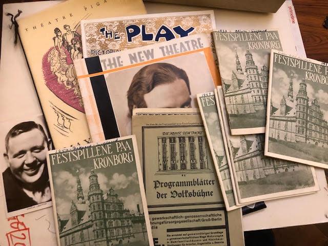 Two boxes of vintage theatrical programmes and photographs. 1920s-1950s. Broad selection incl