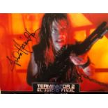 Linda Hamilton signed photograph with certificate. From Terminator 2 Spanish promotional item.