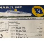 Shipping cruise line ephemera. Mainly Sitmar line activity sheets, menus and more. 1970s. (S22)
