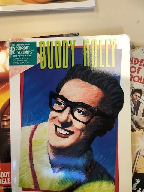 Buddy Holly song books and Rock items. The History of Rock includes the Buddy Holly single. Story of
