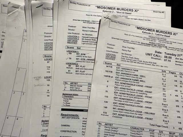 Midsomer Murders, TV script production notes and other details.