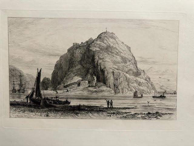 Pair of engravings, city scene and seashore. 19thC. - Image 4 of 5