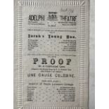 Adelphi Theatre London programme 1878 and St James Theatre 1882.