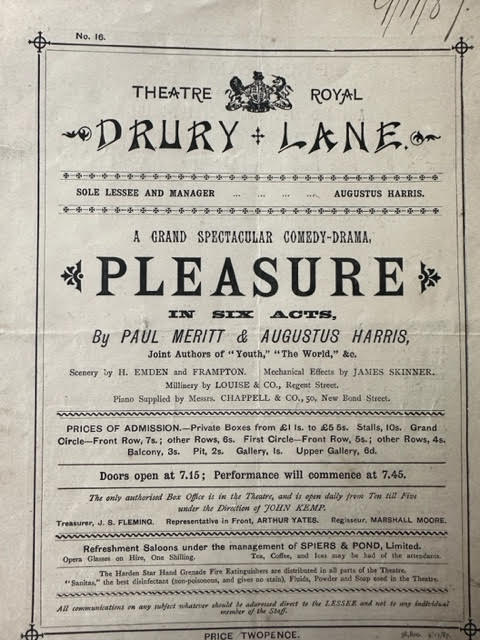 Theatre Royal and Loughborough School programmes, 19thC.