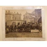 Vintage 19thC large format photograph on card of steam fire engine.