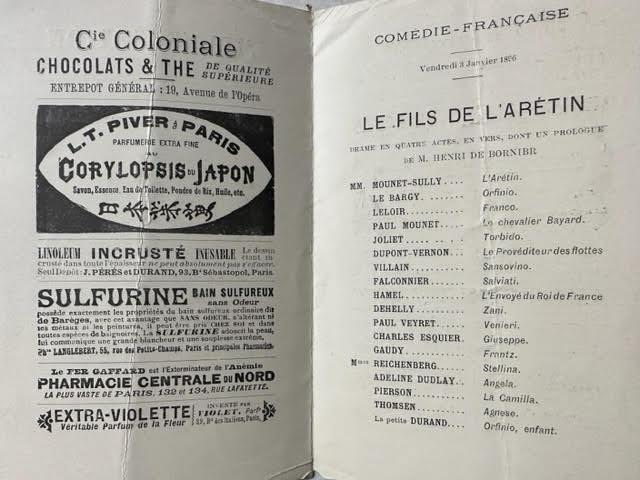 Apollo Theatre programme, 1913 and a French programme, 1896. - Image 5 of 6