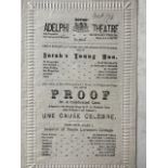 Adelphi Theatre London programme 1878 and St James Theatre 1882. (M23)
