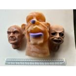 Plaster puppet mould from the studio of renowned Phil Eason. Plus two puppet heads, one solid and
