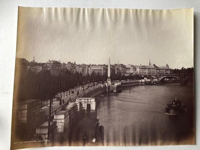 Photograph, late 19thC, London, The Embankment. View from Charing Cross Bridge. Some paper crippling - Image 2 of 5