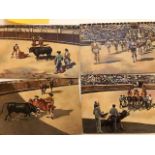 Bull Fighting vintage postcards. (12) (J22)