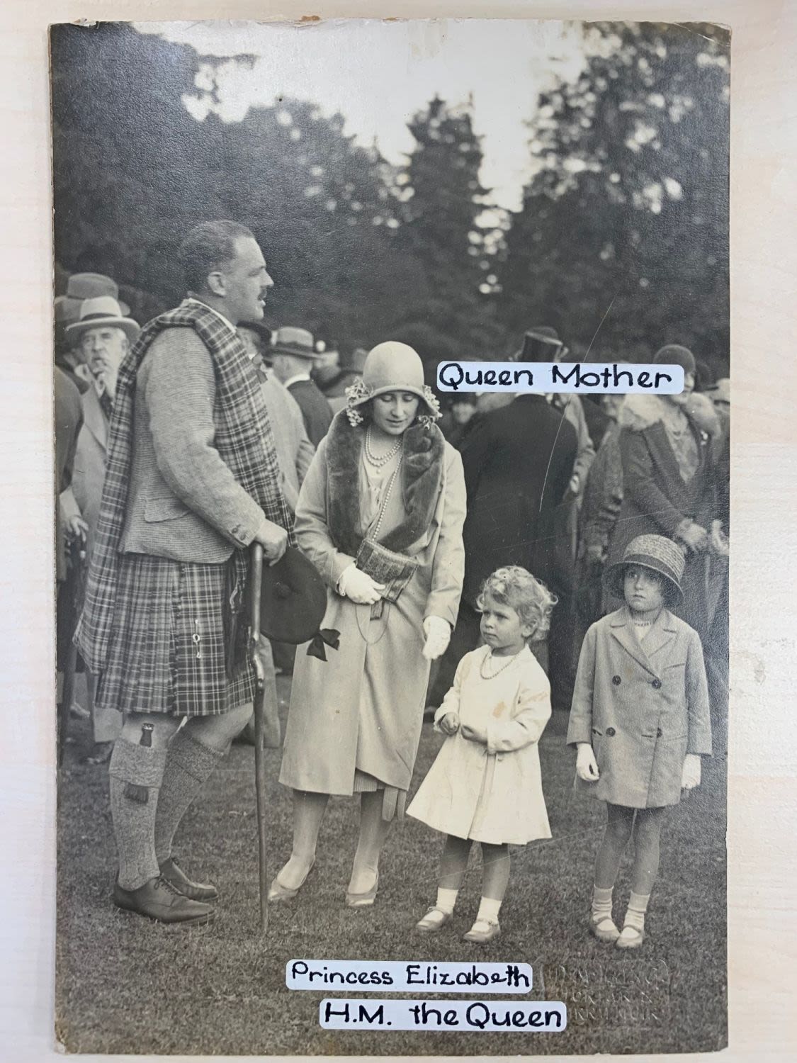 Photograph of The Princess Elizabeth with Queen Mother by Laings Studios in 1929 13x21 cm