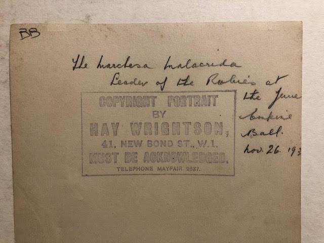 Hay Wrightson photograph portrait at the Empire Ball, 1930s. Stamped on reverse. - Image 3 of 3