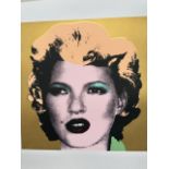 After Banksy, Kate Moss print. Numbered 27/500 and stamped on reverse West Country Prince.