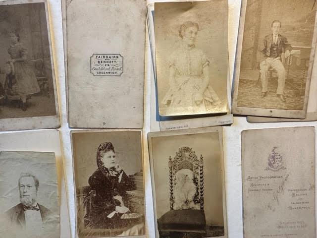 Cabinet cards, Carte de visites and similar. Earliest marked 1861.