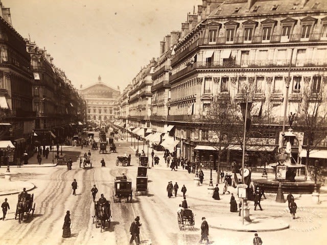 Paris photograph, L'avenue de L'Opera, marked X Photo. Plus blind stamped A Jeanne D'Arc, Paris.