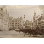 Photographs of Horses and carts, plus a City Cathedral image.
