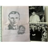 Yuri Gagarin photographs, public and private scenes plus a leaflet. (3)