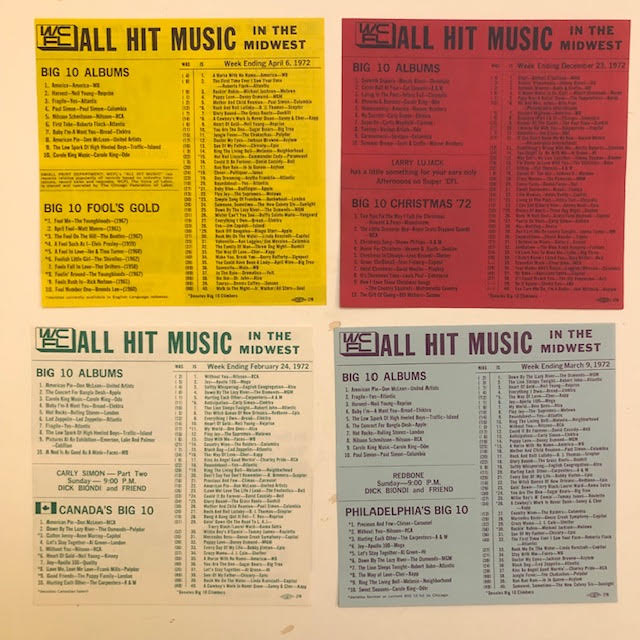 Music charts, WCFL All Hit Music record Lists, 1972. (4)