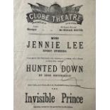 Theatre programmes, Globe Theatre and another, 19thC.
