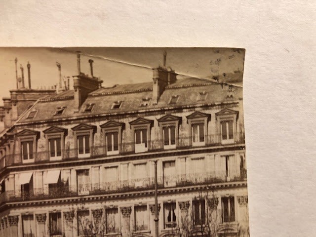 Paris photograph, L'avenue de L'Opera, marked X Photo. Plus blind stamped A Jeanne D'Arc, Paris. - Image 4 of 6