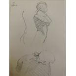 Jonathan Turner pencil drawing and sketches, 2005. Initialed and dated. 4 various drawings on both s