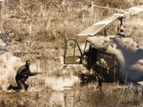 Press photograph of Vietnam War. Press stamp Associated Press Photo on reverse, AP Wire photo note o