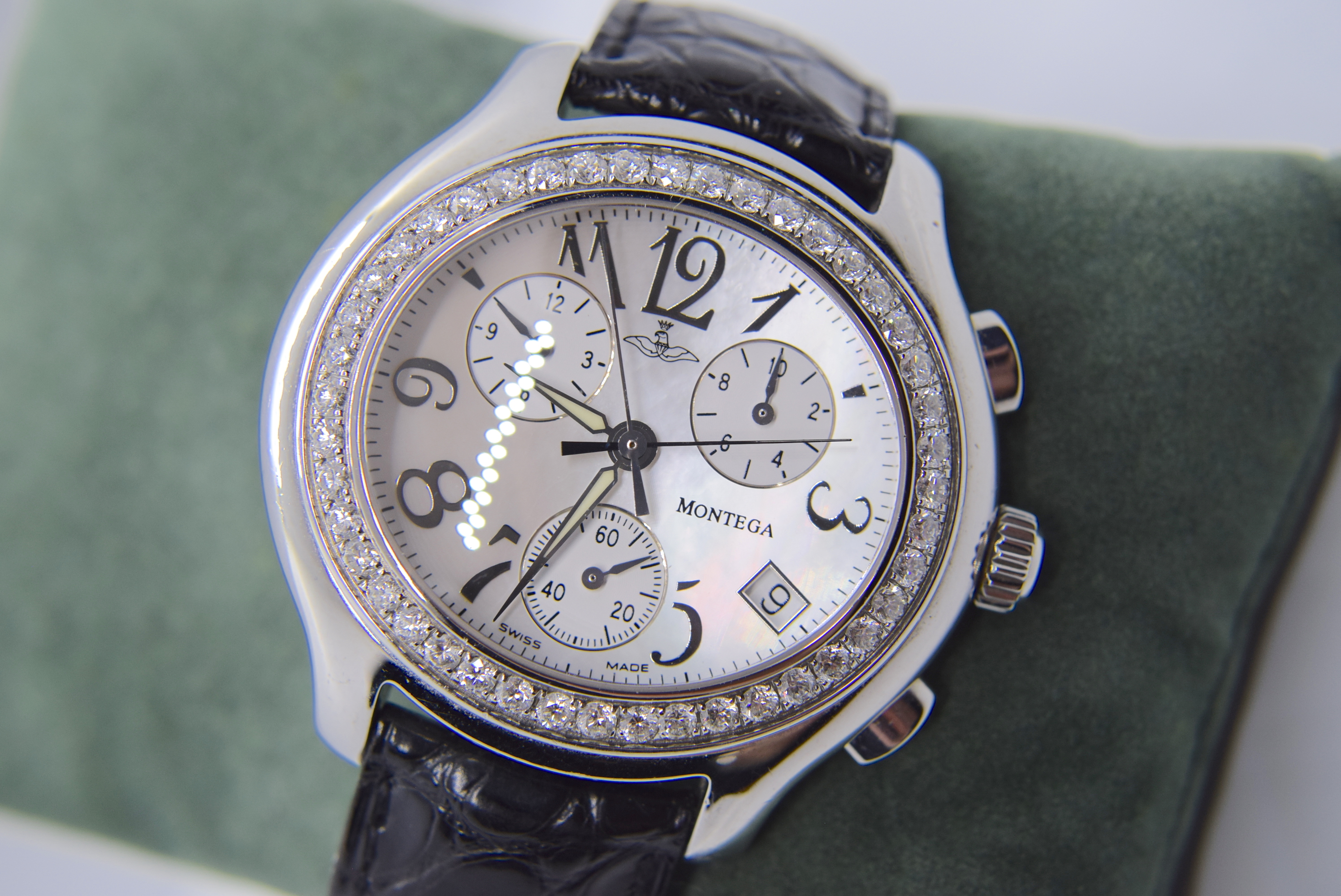 DIAMOND-SET MONTEGA CHRONOGRAPH WATCH (44MM)