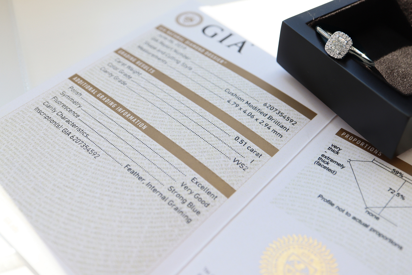 *GIA* CERTIFICATED 'VVS' CUSHION CUT DIAMOND RING - 18K WHITE GOLD - HALO SET - Image 4 of 5